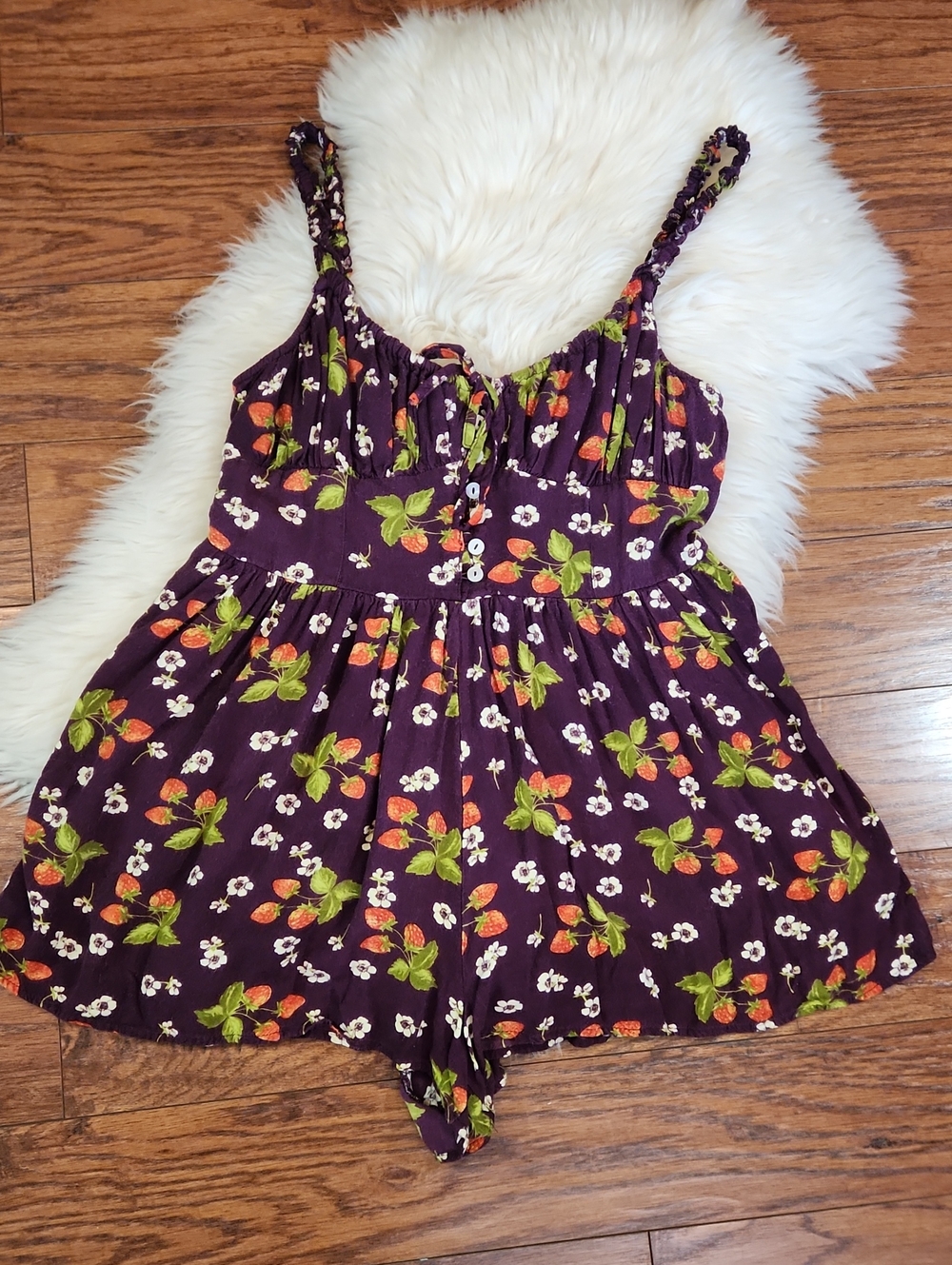Urban Outfitters Strawberry Detail Tate Romper